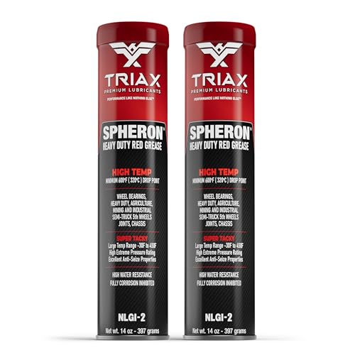 TRIAX Spheron Grease NLGI-2 Lithium Complex, High Temp, Super Heavy Duty | Ultra Tacky, EP, Waterproof | for 5th Wheel, Joints, Pivots, Wheel Bearings, and Chassis (14 Oz Tube - 2 Pack) - size: 14 Ounce Tube (2 Pack)