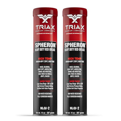 TRIAX Spheron Grease NLGI-2 Lithium Complex, High Temp, Super Heavy Duty | Ultra Tacky, EP, Waterproof | for 5th Wheel, Joints, Pivots, Wheel Bearings, and Chassis (14 Oz Tube - 2 Pack) - size: 14 Ounce Tube (2 Pack)