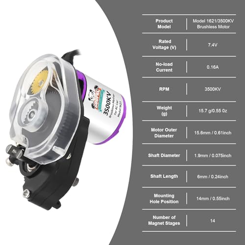 GOUPRC Upgrade 30A Brushless ESC & 1621 3500KV Brushless Motor with Transmission Combo Kit for SCX24 RC Crawler Axial 1/24 RC Car Truck Buggy - color: White Purple