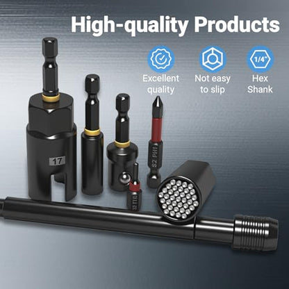 80-Piece Magnetic Impact Nut Driver Set, SAE/Metric Nut Driver Set, Socket Adapters, Wing Nut Driver, Bit Holder, Universal Sockets, Quick Release Extension, Power Bits, 1/4'' Quick Change - size: 80-Piece Magnetic Impact Nut Driver Set