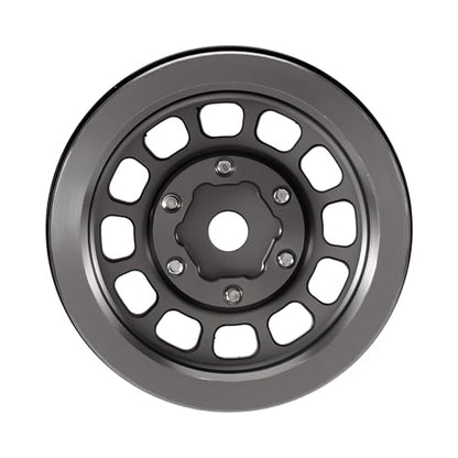 INJORA 1.0" Aluminum Beadlock Wheels 0mm Offset for 1/18 1/24 RC Crawler Upgrade, W1056(Titanium) - color: Titanium