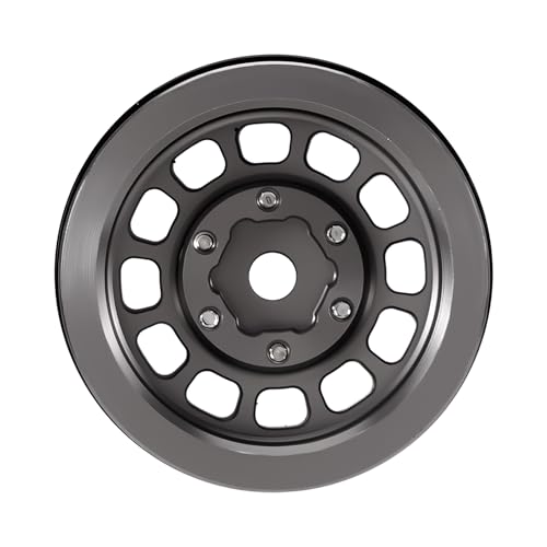 INJORA 1.0" Aluminum Beadlock Wheels 0mm Offset for 1/18 1/24 RC Crawler Upgrade, W1056(Titanium) - color: Titanium
