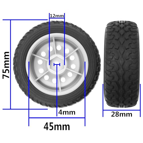 ShareGoo 75mm RC Rally Car Tires Rubber Tires Tyres & Plastic Wheel Rims 12mm Hex Compatible with Traxxas Tamiya HSP HPI Kyosho 1/10 RC On Road Racing Car (White)