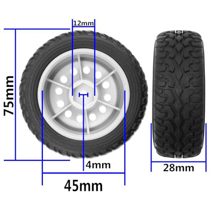 ShareGoo 75mm RC Rally Car Tires Rubber Tires Tyres & Plastic Wheel Rims 12mm Hex Compatible with Traxxas Tamiya HSP HPI Kyosho 1/10 RC On Road Racing Car (White)
