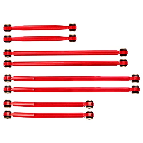 Hobbypark Aluminum High Clearance Links Set Upgrades for Axial SCX24 Gladiator AXI00005 Upgrades 1/24 RC Crawler Car (Red) - color: Red