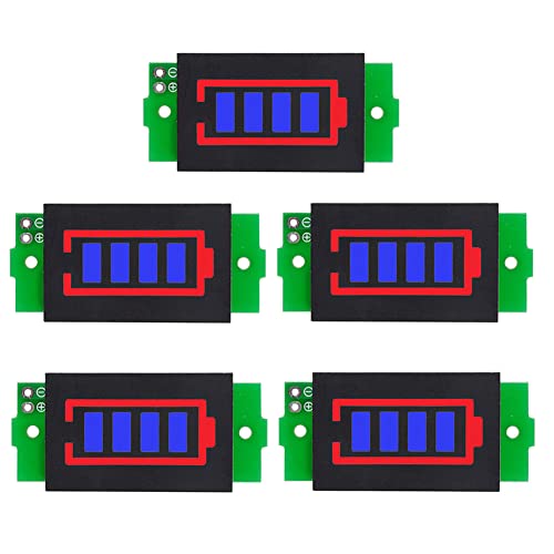 1S 2S 3S 4S 5S 6S 7S 8S 1-8S Lithium Battery Capacity Indicator Module 4 Sections Blue LED Display Tester Li-po Li-ion (5 Pack) - color: Blue