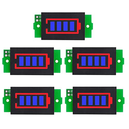 1S 2S 3S 4S 5S 6S 7S 8S 1-8S Lithium Battery Capacity Indicator Module 4 Sections Blue LED Display Tester Li-po Li-ion (5 Pack) - color: Blue