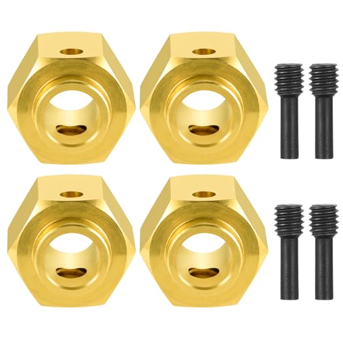 4Pcs Brass 12mm Wheel Hex Hubs Adapter, 10mm Thickness | 5mm, 8mm, 9mm, 10mm, 11mm, 12mm, Extension Combiner, Counterweight, For 1/10 Tra-xxas TRX4, RC Crawler Car - color: 10mm Thickness