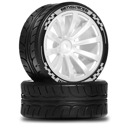 STMU 2.56" RC On-Road Tires & Wheel Set Rubber Tires with Plastic Rims 12mm Hex Compatible with 1/10 Scale Touring Cars HSP Tamiya Kyosho Traxxas Sakura WLtoys (Wite) - color: Wite