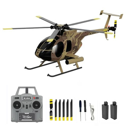 Remote Control Helicopter, C189 MD500 RC Helicopter Model, 1/28 Scale 4CH Single-Rotor Helicopters with 6-Axis Gyro and Brushless Motor, 2.4GHz RC Aircraft for Adults, 2 Batteries (Camouflage) - color: Camouflage