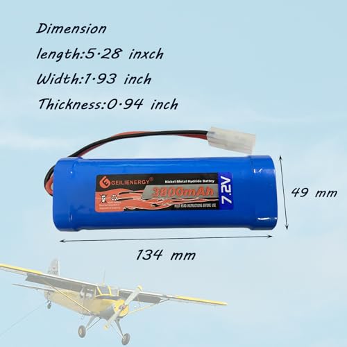(1 Pack) 7.2V 3800mAh RC NiMH Battery for RC Cars, 6-Cell NiMH Flat Rechargeable Battery Pack w/Standard Tamiya Connector + (1 PCS) 7.2V Smart Charger - size: 1 PACK 7.2V 3800mAh battery +1PACK charger