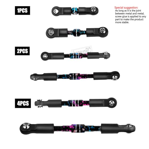 RC Upgrades Part Adjustable Turnbuckles Camber Links Toe Link for 1/10 Slash 4X4 4WD VXL.Alloy Front&Rear Link Set,Colour - color: Colour(for 1/10)