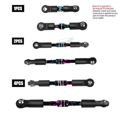 RC Upgrades Part Adjustable Turnbuckles Camber Links Toe Link for 1/10 Slash 4X4 4WD VXL.Alloy Front&Rear Link Set,Colour - color: Colour(for 1/10)