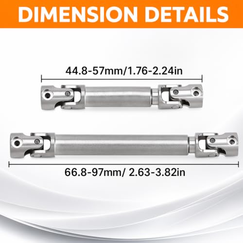 SCX24 Driveshaft Set, 20g Stainless Steel, 2-Pack | Front and rear center drive shafts, compatible with SCX24 Gladiator and Dodge Power Wagon RC crawler