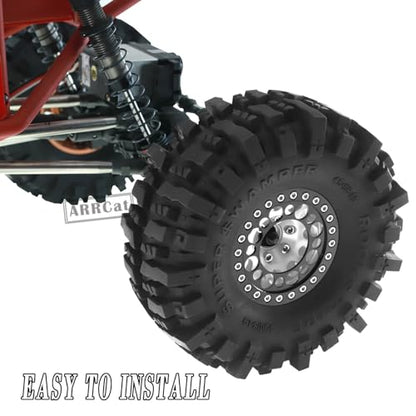 RC 1.9 Beadlock Wheels and Tires for 1/10 SCX10 SCX10 II 90046 SCX10 III AXI03007 SCX10 Pro TRX4 TRX6 Gen7/8 D90 VS4-10 MST CFX RC Crawler Car,Aluminum 1.9 Beadlock Wheel Rims and Tires,Silver - color: Silver for Axial SCX10