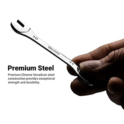 Capri Tools 6 mm x 7 mm Slim Mini Open End Wrench, Metric - size: 6 mm x 7 mm