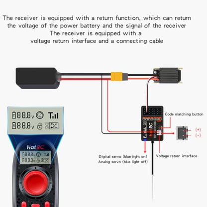 HOTRC DS-600 6CH 2.4G RC Transmitter w/ 6CH Receiver for Crawler Tank Boat | one-hand，cruise lock, tank mix, fail-safe
