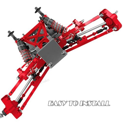 RC Alloy Suspension Arms&Steering Block Knuckle Arm&Shock Tower&Drive Shaft Axles&Push Rod Links&Steering Bellcranks Upgrades Part for 1/10 T-Maxx/E-Maxx,Driveshafts Hops Up,Red - color: Red- (Upgrades)