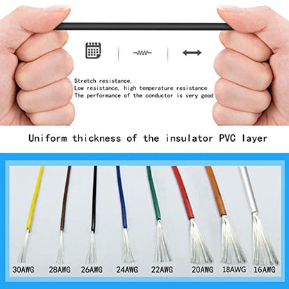 26AWG 8 Colors Silicone Electrical Wire Kit Hook Up Cable for Electronics DIY Working Solid Wire Spool and Lamps, Home Appliances, Batteries, Electronic, etc. Included Tools (8x33ft Solid) | DIY Working Solid Wire Spool and Lamps, Home Appliances, Batteri