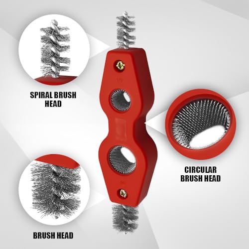 4 in 1 Car Battery Cleaning Brush, Battery Terminal Cleaner, Anti-Rust Auto Battery Cleaner Brush Tool with Steel Wire, Vehicle Battery Terminals Machine Parts Cleaning Tool for Cars (Red) - color: Red