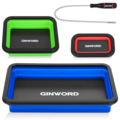 3Pcs Foldable Magnetic Partsn Trays Set with 3LBS Magnetic Pick-up Tool, 3 Size Silicone Magnetic Tool for Organizing Screws, Bolts, Nuts, Washers, Pins, and Other Small Metal Parts - color: 3pcs