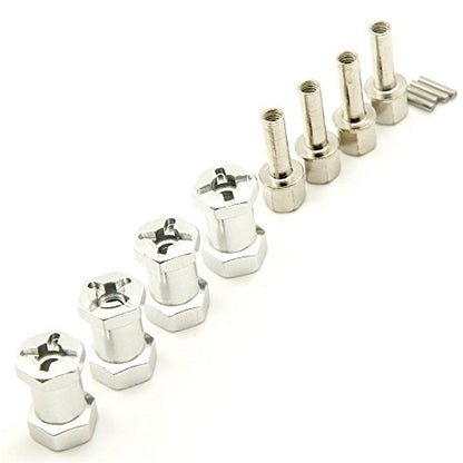 RC 12mm Wheel Hex Drive Hubs Combiner Coupler Aluminum 15mm/20mm/25mm/30mm Offset Extension Longer Combiner Drive Adapter for 1/10 Axial SCX10 Wraith RC Car Upgrade Parts (Silver - 20mm) - color: Silver - 20mm