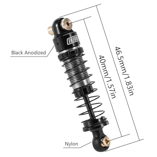 INJORA 40mm Big Bore Aluminum Oil Shock for SCX24, Black