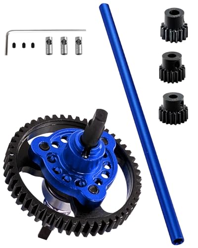 50T Metal Slipper Clutch Spur Gear&Center Drive Shaft Upgrades Part for 1/10 Slash 4X4 VXL,ARRCat Full Metal 50T (32-Pitch) Spur Gear Differential Gear w/ 19T 17T 15T Pinions,Navy Blue - color: Navy Blue (50T)