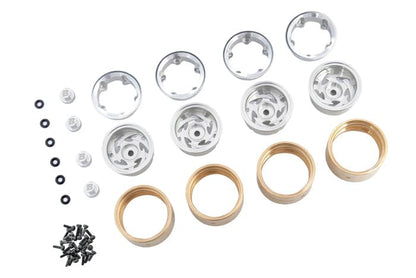 RC Crawlers Truck Upgrade Parts for 1/18 1/24 Scale&FMS FCX18 FCX24 : 1.0” Stellar Racing Beadlock Wheels (4pcs) Silver - color: Silver