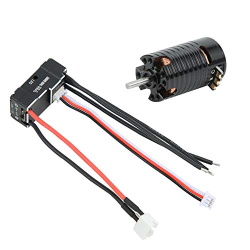 2 Pole 3 Slot Large Torque Motor CNC Aluminum Radiator 6061 1/24 1/32 Mini Z Car Brushless Motor ESC Set for RC Car (Black 2500KV) - color: Black 2500KV