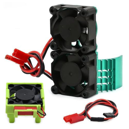 ESC/Motor Cooling Fan Heatsink Set RC Parts for TRAXXAS VXL-3S Slash/Rally/Bandit/Stampede 2WD 4WD RC Car (Green) - color: Green