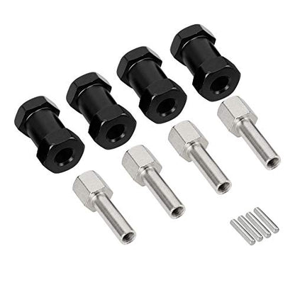 RiToEasysports 4PCS Aluminium Alloy 20mm Extension Wheel Hub Adapter, with 12mm Hex Drive for 1/10 RC Drift Car Buggy Truggy Truck Crawler Parts (Black) - color: Black