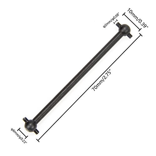 Front/Rear Center Driving Dogbone Shaft 06006 70MM Iron Black for 1/10 RC Hobby Model Car HPI HSP,COJOYS,4PCS (Black)