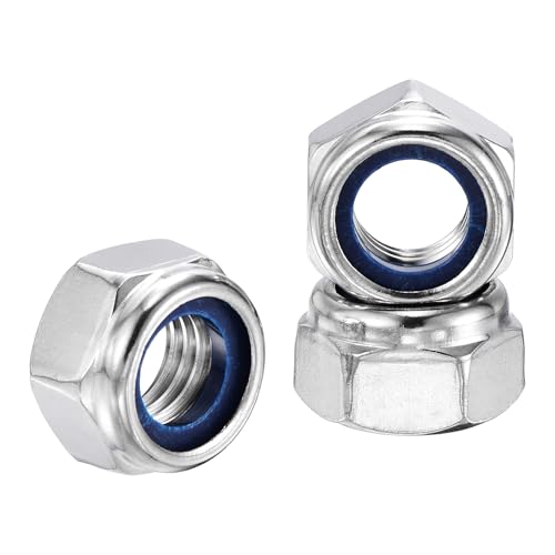 10Pcs Nylon Locking Hex Nuts - [M14 x 2mm], 304 Stainless Steel Hardware Nuts, Silver, for Automotive, Aerospace, Industrial Applications Use - color: Silver, size: M14x2mm