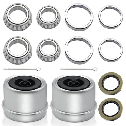 2 Set 3500lb Trailer Bearings Kit L68149/L68111 and L44649/L44610 Fits for 1-3/8'' to 1-1/16'' Axles Trailer Wheel Hub with 171255TB Seal OD 1.719'', Dust Cover and Cotter Pin - color: L68149/L68111+L44649/L44610