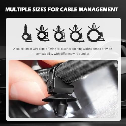 130PCS Car Wire Loom Clips,5 Sizes Wire Harness Clips Assortment Kit for Auto Repair/Modification,Universal Wires Loom Clamps Secure Routing for Door/Dashboard/Engine Bay