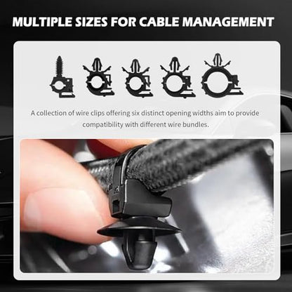 130PCS Car Wire Loom Clips,5 Sizes Wire Harness Clips Assortment Kit for Auto Repair/Modification,Universal Wires Loom Clamps Secure Routing for Door/Dashboard/Engine Bay