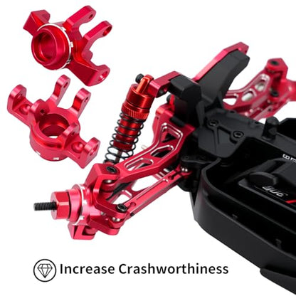 Aluminum Alloy Front Steering Block Knuckles,Rear C-Hubs Upgrade Parts for Arrma 1/14 Typhon Grom 1/18 Granite Grom (Red) - color: Red