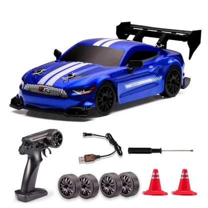 1:24 Scale RC Drift Car,4WD 2.4GHz High Speed Racing Hobby Sport Toy Car Vehicle with LED Lights,Racing and Drift Wheels for Adult Boys Girls Kids Gift (8602-Blue) - color: 8602-blue