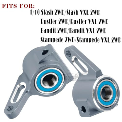 Upgrades Parts for 1/10 Slash VXL 2WD/Stampede VXL 2WD/Rustler VXL 2WD/Bandit VXL 2WD,Aluminum Front Steering Block Knuckles & C-Hubs Caster Blocks & Rear Hubs Hops Up,Titanium - color: Titanium(upgrades Parts)
