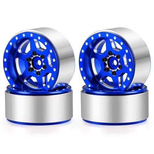 1.3" Beadlock Wheels RC Aluminium Rims for 1/18th TRX4M 1/24th AXIAL SCX24 RC Crawler Car Upgrade Parts (Blue) - color: Blue