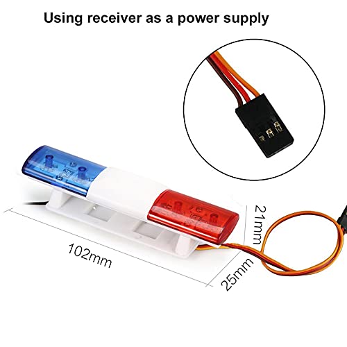 RC Car Alarming Light,WONFAST RC Model LED Police Night Light Bar Flash Lamp Compatible with 1/10 1/8 RC Model Car for HSP Tamiya CC01 Axial SCX10(Blue/Red) - color: Blue/Red