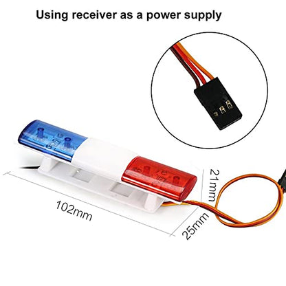 RC Car Alarming Light,WONFAST RC Model LED Police Night Light Bar Flash Lamp Compatible with 1/10 1/8 RC Model Car for HSP Tamiya CC01 Axial SCX10(Blue/Red) - color: Blue/Red