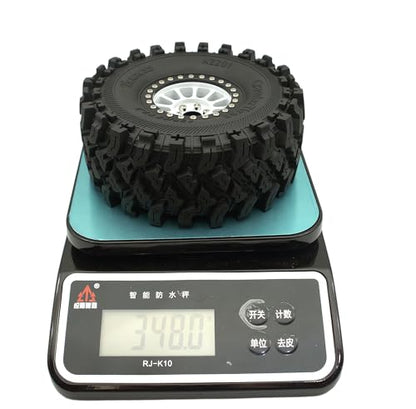 348g Weighted RC 2.2 Beadlock Wheels & Tire Set (4-Piece) Upgrades Accessories Rims for 1/10 SCX10 Wheels TRX4RC4WD and D90 RC Crawler Axial Remote Control Car 4pcs (White Black) - color: White Black