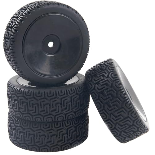 RC 12mm Hex Hub Wheel Rims & Rubber Tires Compatible with HSP Tamiya HPI Kyosho 1/10 On-Road Touring Car WLtoys 1/14 144001 Traxxas 1/16 Slash RC 1/18 A959B Buggy (Black) - color: Black