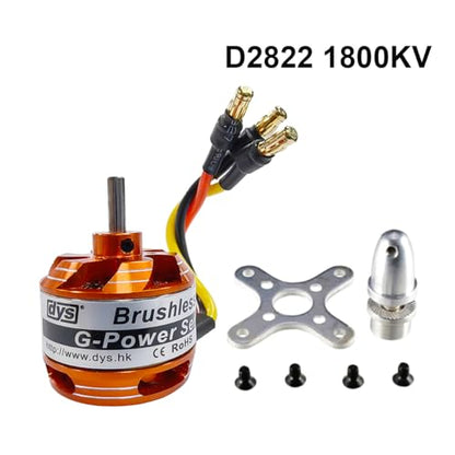 DYS D2822 1100KV/1450KV/1800KV/2600KV Brushless Outrunner Motor 2-3S for Multicopter RC Aircraft Fixed-Wing UAV（D2822 1800KV） - color: D2822 1800KV