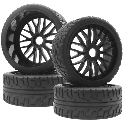 ShareGoo 1/8 RC Buggy Tires and 17mm Hex Wheels Rim OD 104mm Rubber Compatible with HSP HPI Arrma Typhon Kyosho Losi VRX Redcat Tamiya 1/8 Scale RC Off Road Buggy