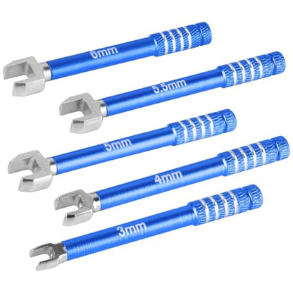 RC 3/4/5/5.5/6MM Turnbuckle Wrench Spanner for RC Crawler Car,Medium Carbon Steel Links Wrench,Multi-Function Turnbuckle Nut Ball Joint Remover RC Repair Tool,(5Pcs Navy Blue) - color: Navy Blue - (3/4/5/5.5/6mm Turnbuckle Wrench)