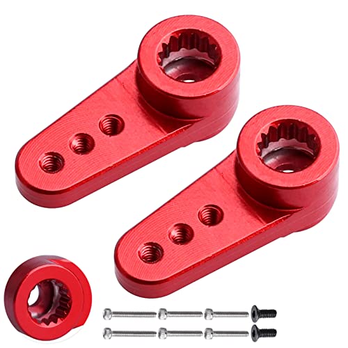 Steering Servo Horn Aluminum Servo Arm for EMAX ES08MA II Servo (Red) - color: Red