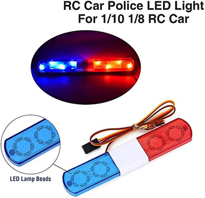 RC Car Alarming Light,WONFAST Multi-Function LED Police Night Light Bar Flash Lamp Compatible with 1/8 1/10 1/12 RC Model Car for HSP TRX4 Tamiya CC01 Axial SCX10(115mm-Red/Blue) - color: 115mm-Red/Blue